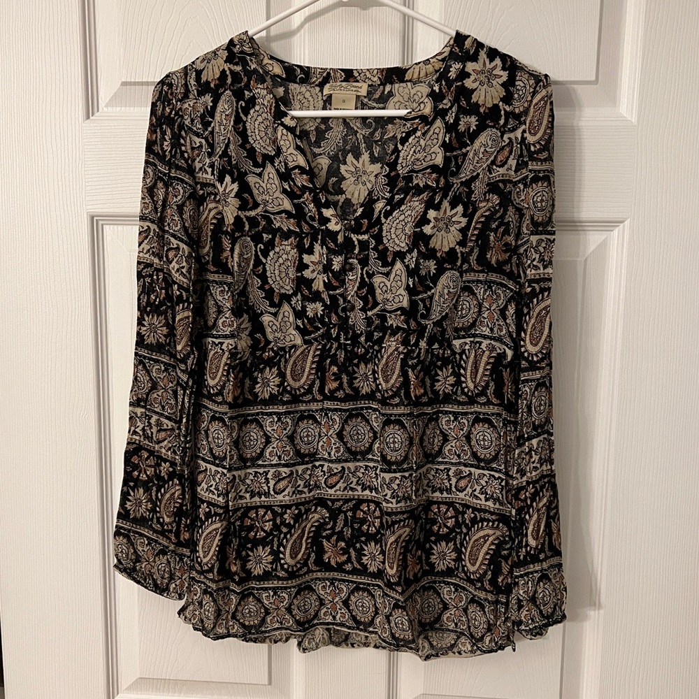 Lucky Brand navy floral print blouse